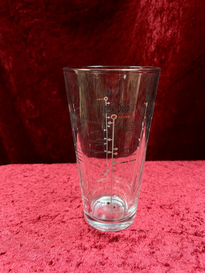 Vintage Glass Cocktail Recipe Tumbler Pair - Mismatched Mid Century Barware