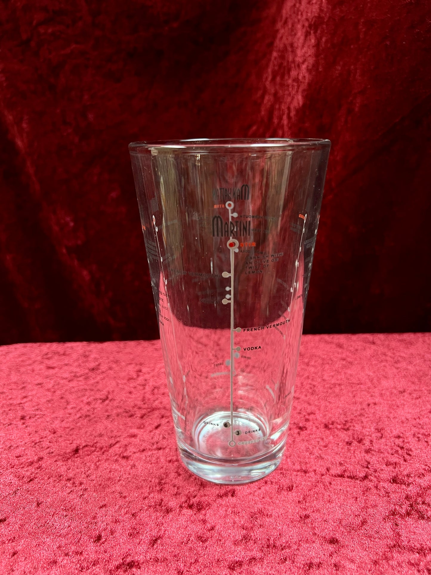 Vintage Glass Cocktail Recipe Tumbler Pair - Mismatched Mid Century Barware