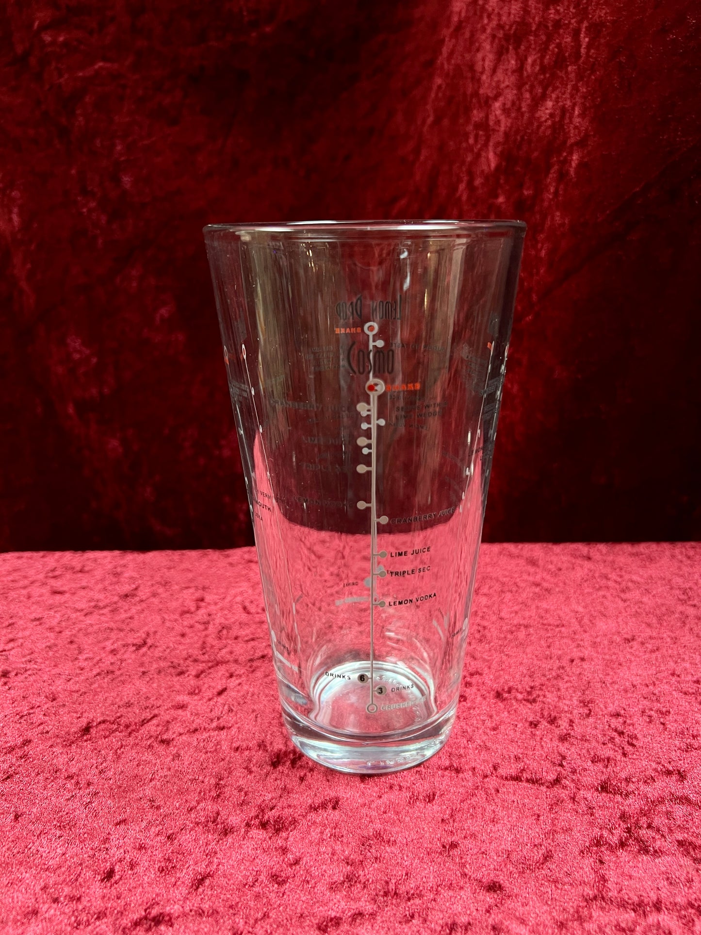 Vintage Glass Cocktail Recipe Tumbler Pair - Mismatched Mid Century Barware