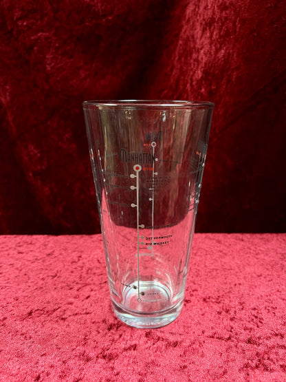 Vintage Glass Cocktail Recipe Tumbler Pair - Mismatched Mid Century Barware