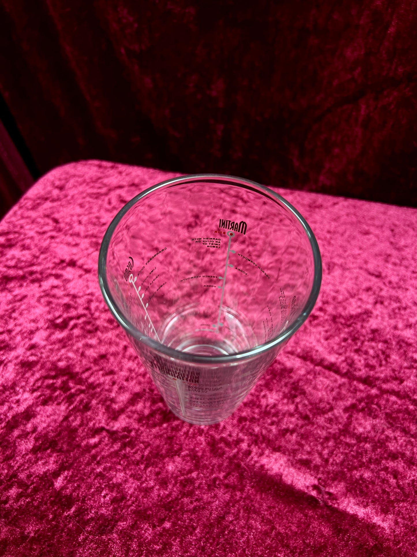 Vintage Glass Cocktail Recipe Tumbler Pair - Mismatched Mid Century Barware