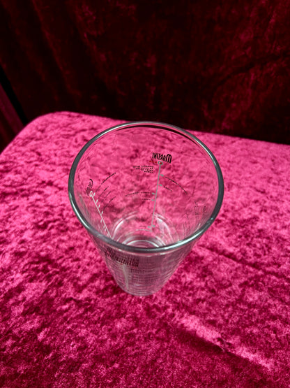 Vintage Glass Cocktail Recipe Tumbler Pair - Mismatched Mid Century Barware