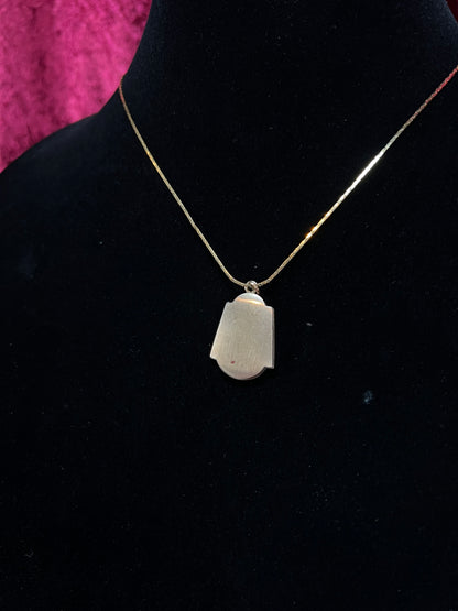 Vintage Gold Tone Locket Necklace - Art Deco Floral Keepsake Pendant