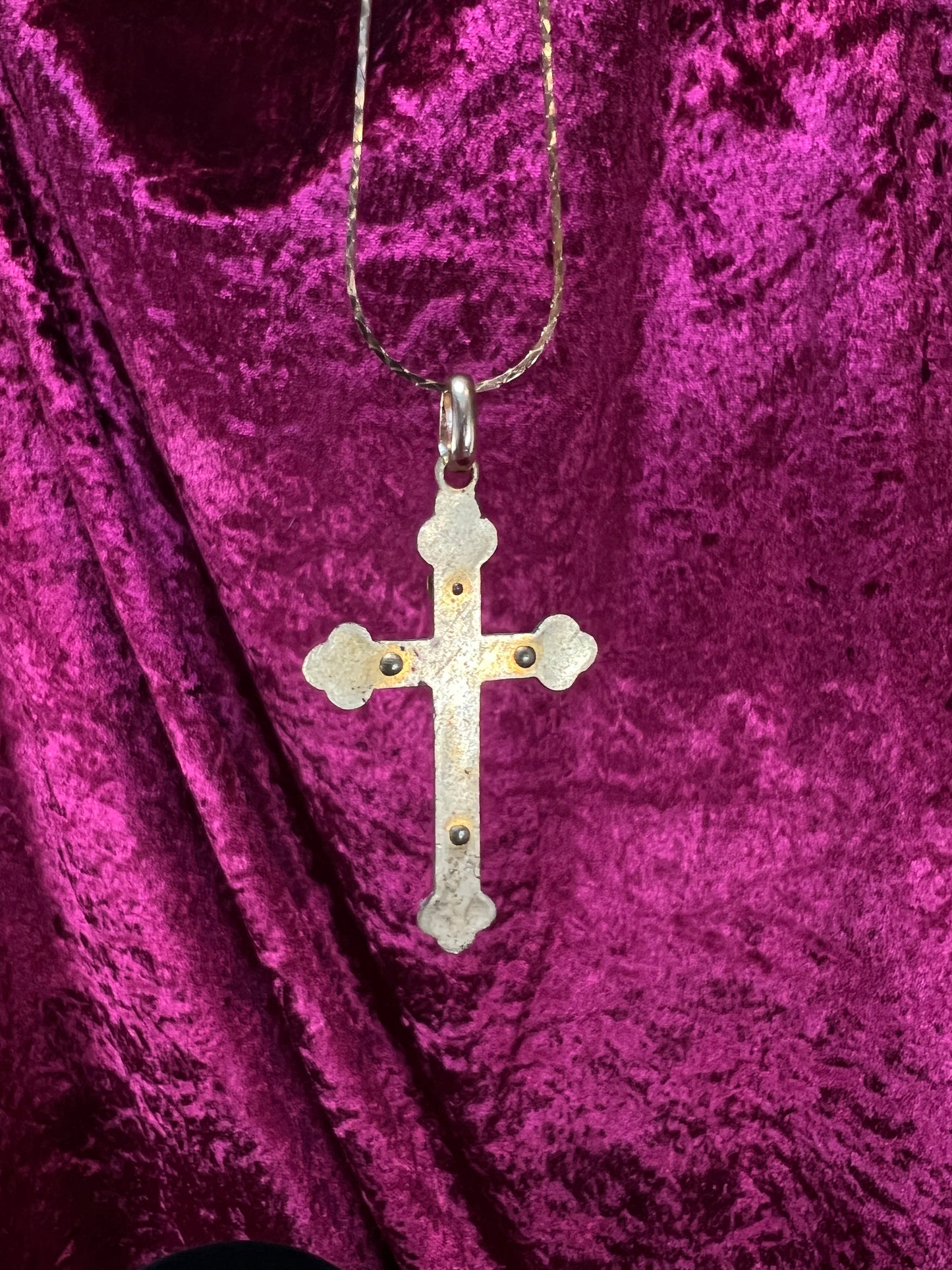 Vintage Gold Tone Cross Necklace - White Enamel Crucifix Pendant