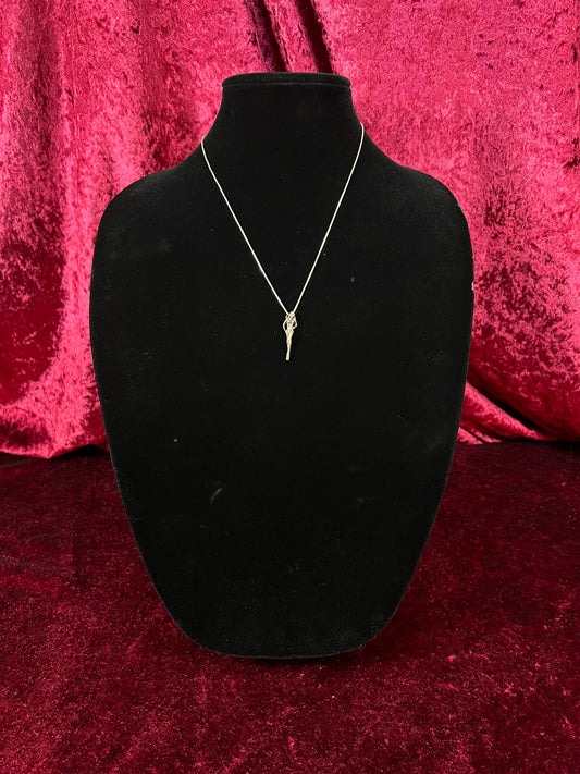 Vintage Silver Metal Necklace - Nude Goddess Figural Pendant
