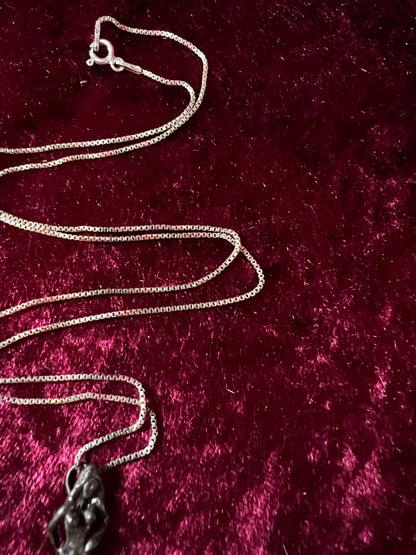 Vintage Silver Metal Necklace - Nude Goddess Figural Pendant