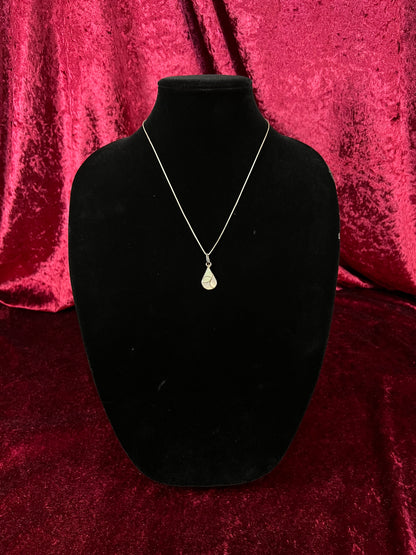 Vintage Mother of Pearl Necklace - Teardrop Pendant Modernist Design