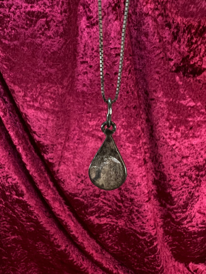 Vintage Mother of Pearl Necklace - Teardrop Pendant Modernist Design