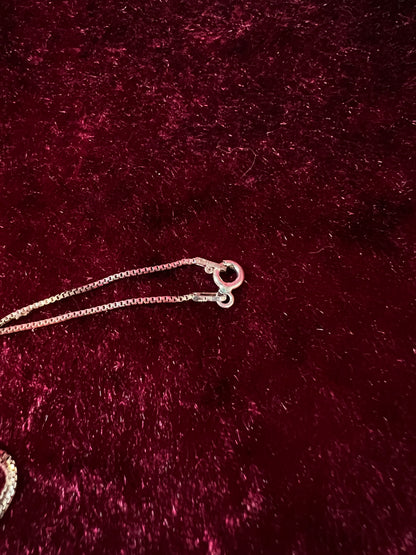 Vintage Sterling Silver Necklace - Garnet Red Heart Pendant Marcasite Accent