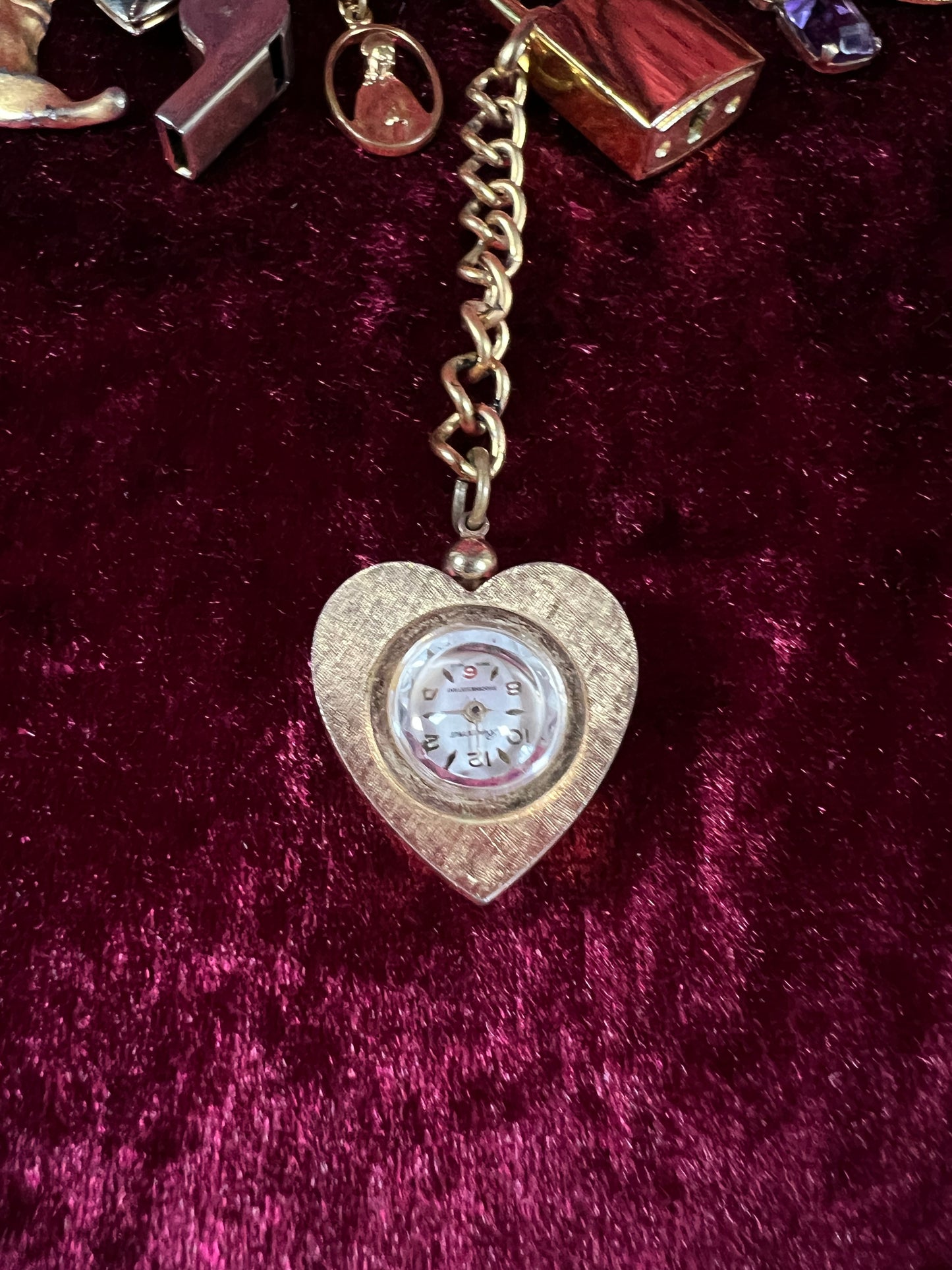 Vintage Gold Tone Trinket Charm Necklace - Eclectic Keepsake Statement Piece
