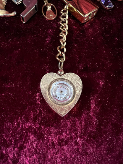 Vintage Gold Tone Trinket Charm Necklace - Eclectic Keepsake Statement Piece
