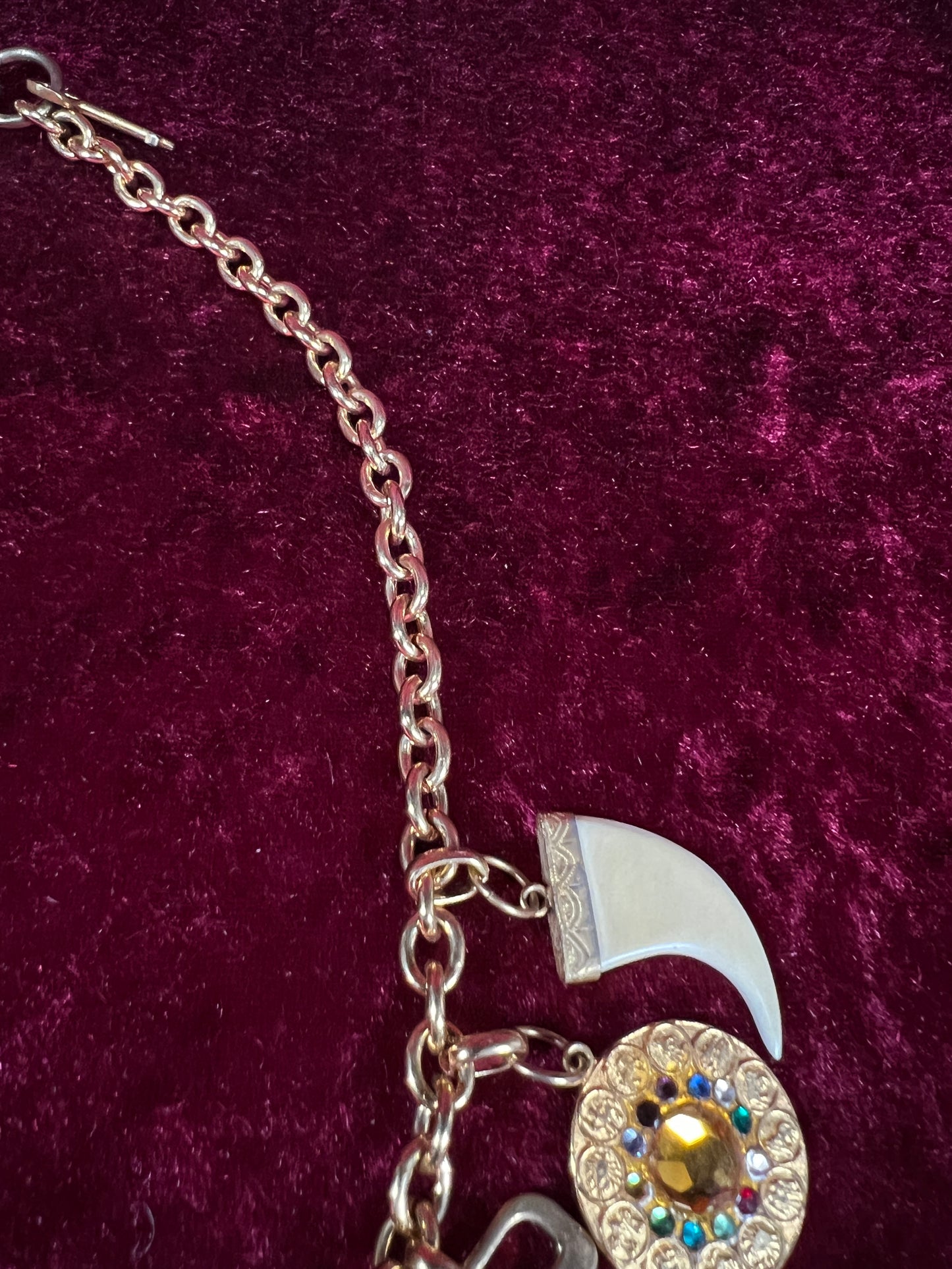 Vintage Gold Tone Trinket Charm Necklace - Eclectic Keepsake Statement Piece