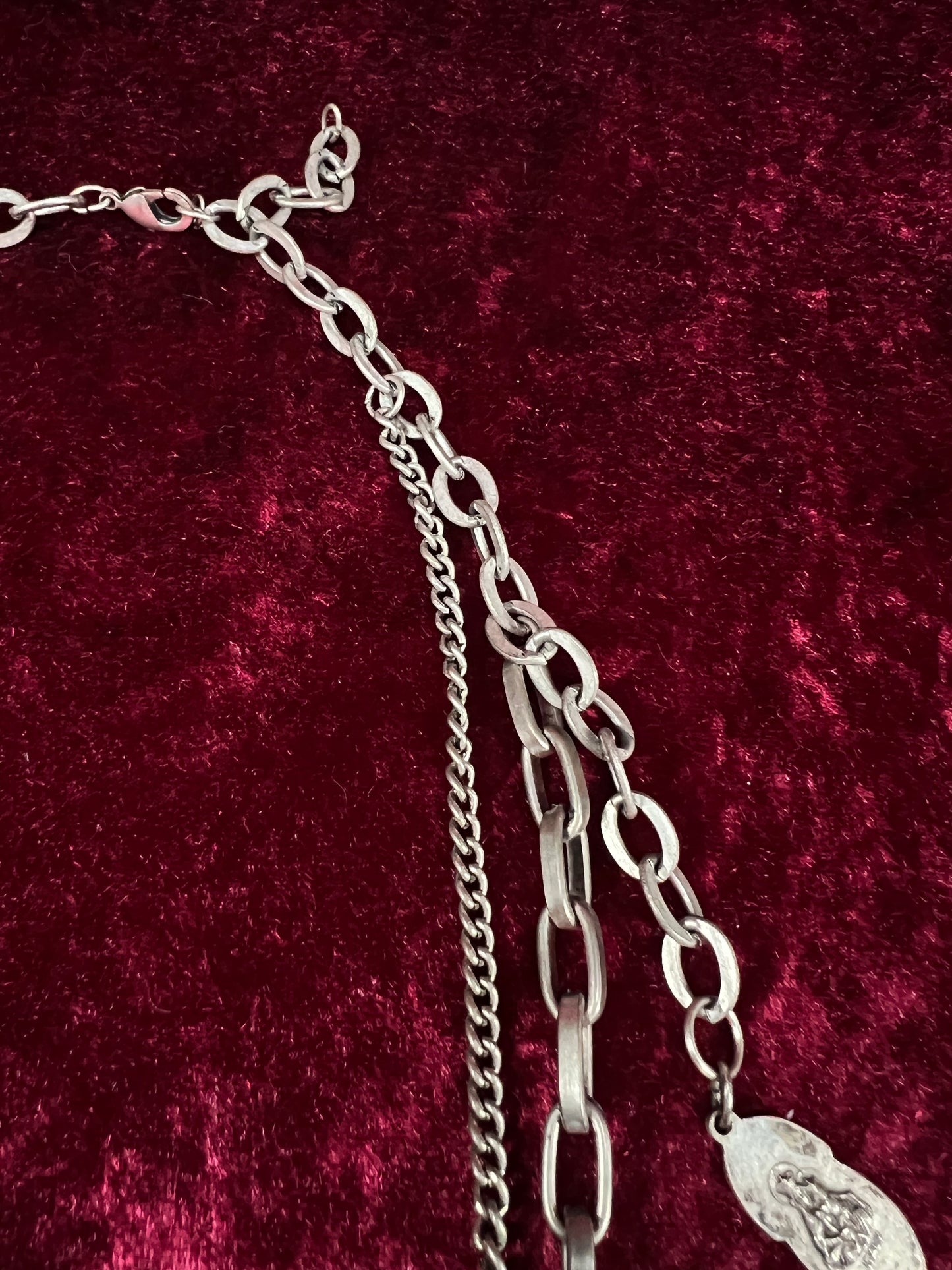 Vintage Mixed Metal Trinket Charm Necklace - Keys Locks and Curio Collection