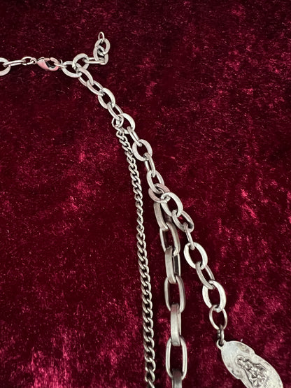 Vintage Mixed Metal Trinket Charm Necklace - Keys Locks and Curio Collection