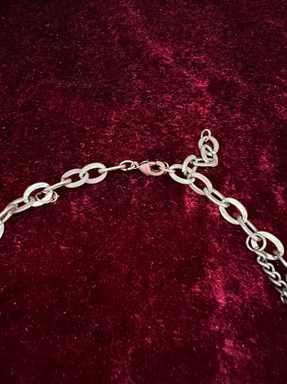 Vintage Mixed Metal Trinket Charm Necklace - Keys Locks and Curio Collection