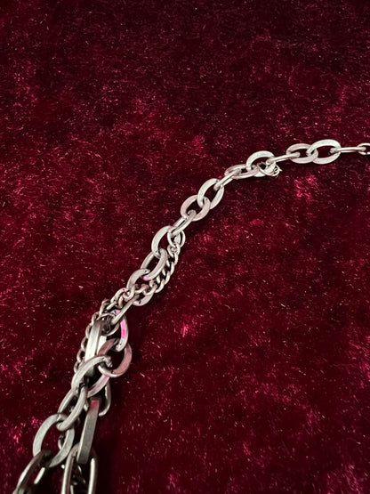 Vintage Mixed Metal Trinket Charm Necklace - Keys Locks and Curio Collection