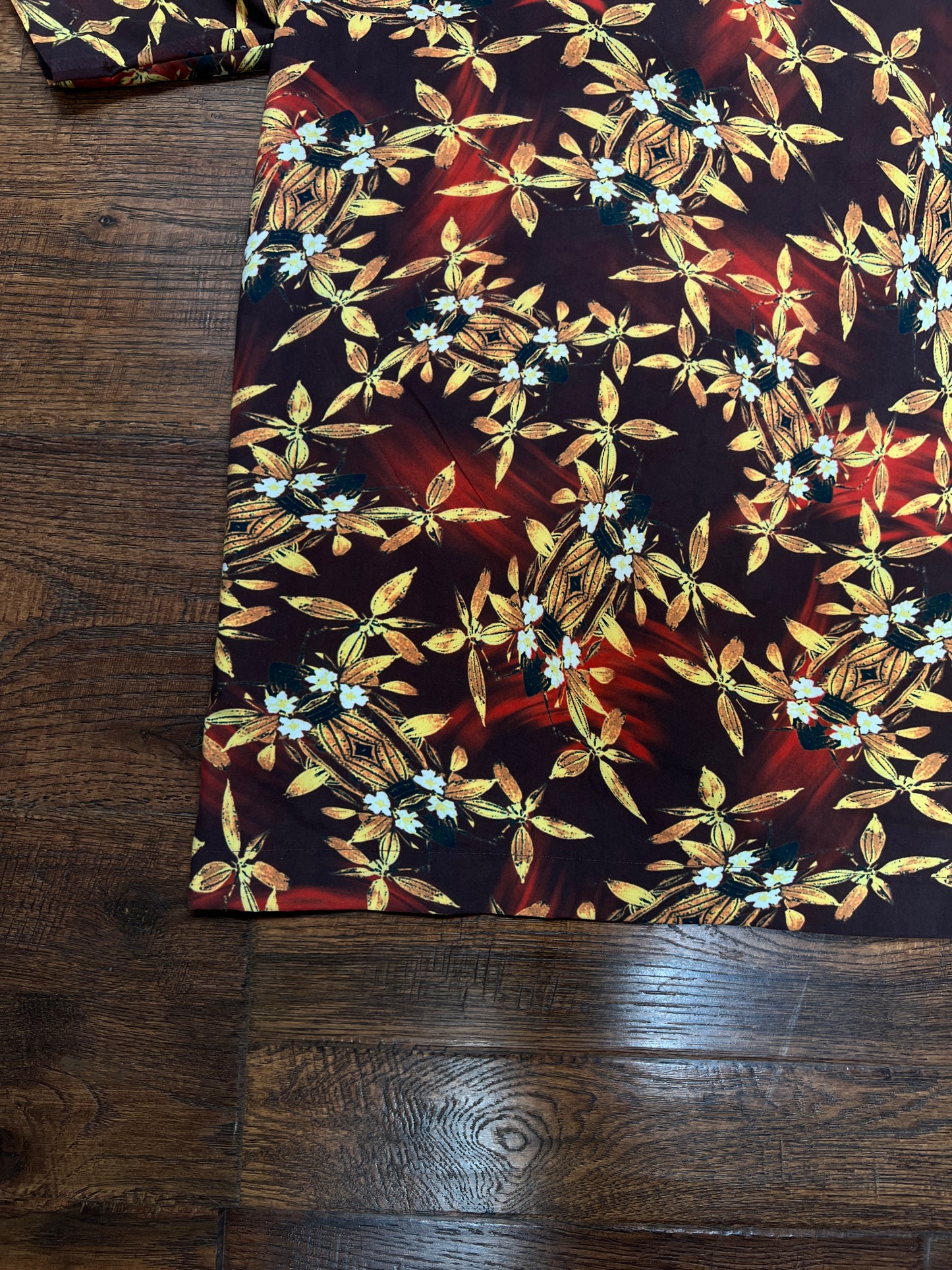 Vintage Rayon Hawaiian Shirt - No Fear Tiki Lantern Floral Print - Large
