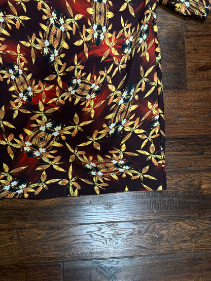 Vintage Rayon Hawaiian Shirt - No Fear Tiki Lantern Floral Print - Large