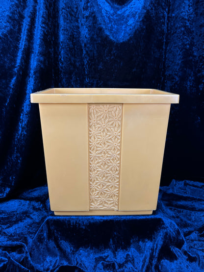 Vintage 1970s Plastic Wastebasket – Floral Panel FESCO USA Made