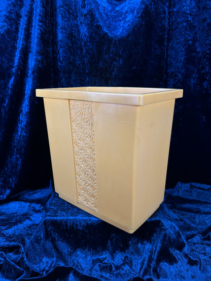 Vintage 1970s Plastic Wastebasket – Floral Panel FESCO USA Made