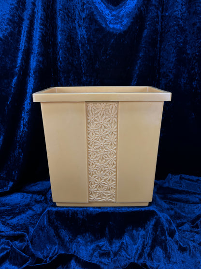Vintage 1970s Plastic Wastebasket – Floral Panel FESCO USA Made