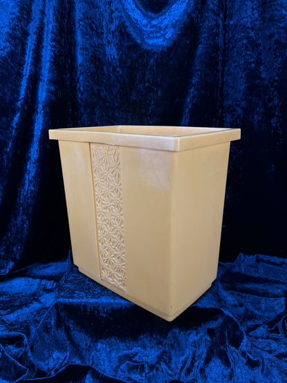 Vintage 1970s Plastic Wastebasket – Floral Panel FESCO USA Made