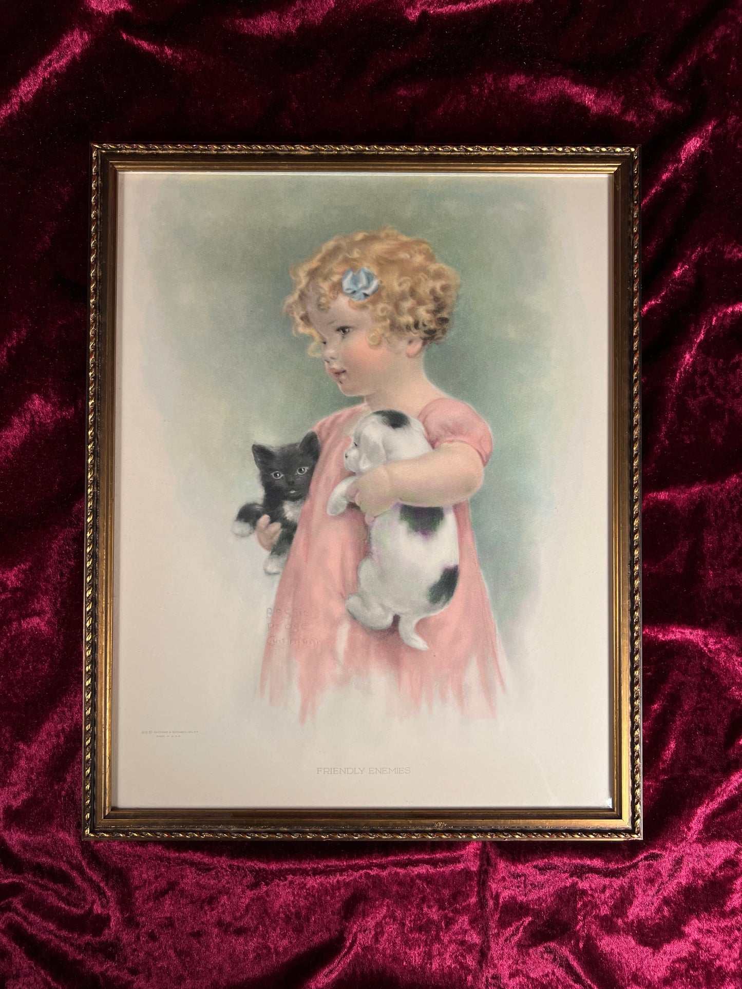 Vintage Framed Art Print – Bessie Pease Gutmann Friendly Enemies