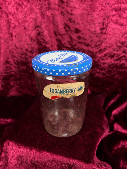 Vintage Glass Jam Jar – Mary Ellen Loganberry Jam Original Label
