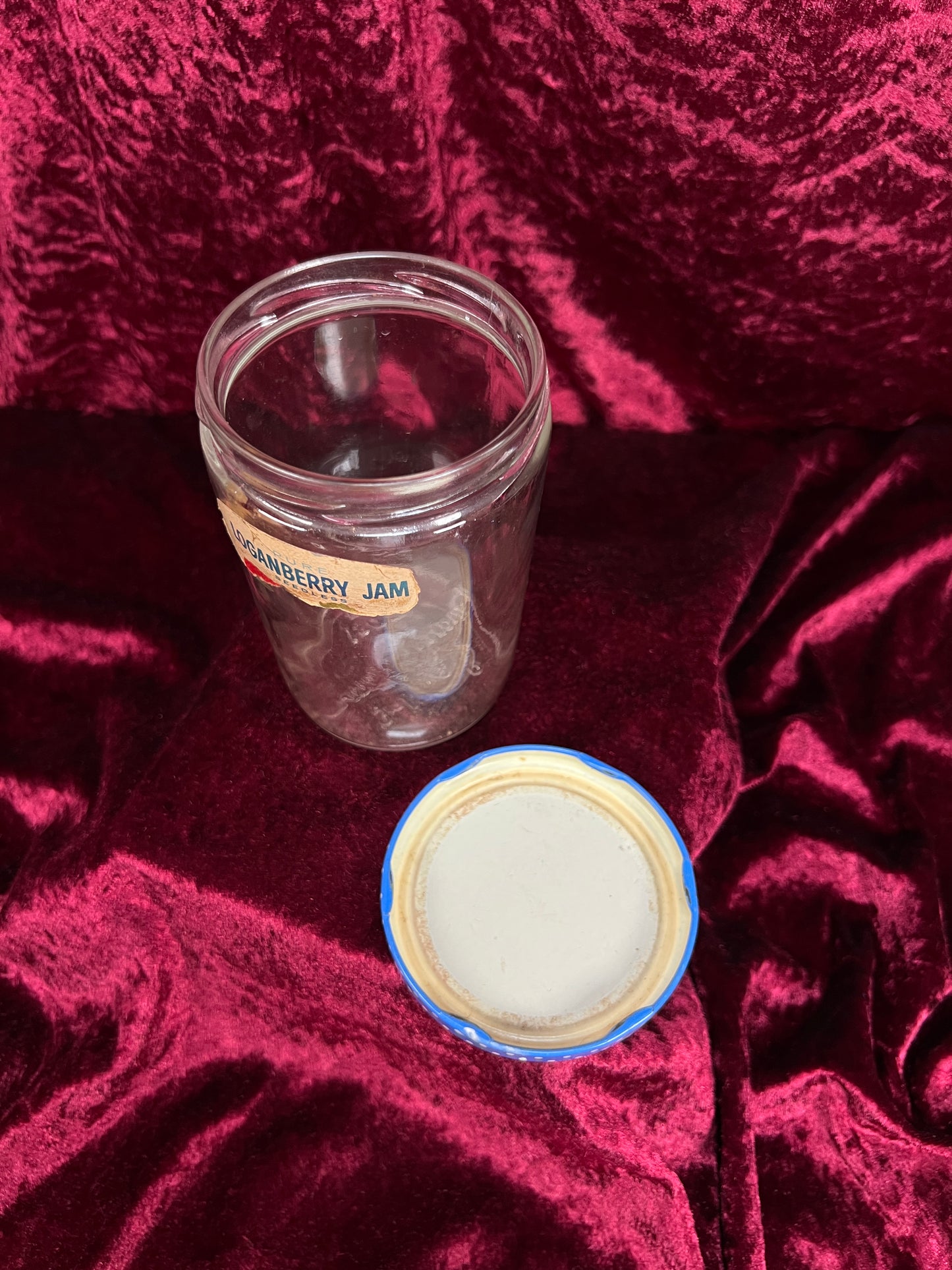 Vintage Glass Jam Jar – Mary Ellen Loganberry Jam Original Label