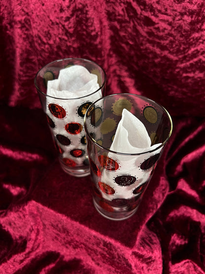 Vintage Highball Glass Set – Black and Gold Presidential Silhouettes - Libbey Glass Company