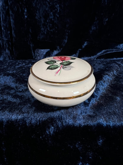 Vintage Porcelain Vanity Set – Pink Briar Rose Trinket Box & Perfume Bottle Bavaria