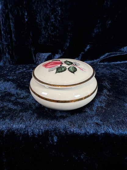 Vintage Porcelain Vanity Set – Pink Briar Rose Trinket Box & Perfume Bottle Bavaria