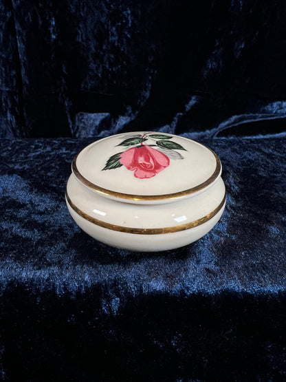 Vintage Porcelain Vanity Set – Pink Briar Rose Trinket Box & Perfume Bottle Bavaria