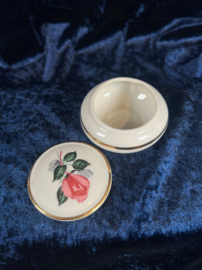 Vintage Porcelain Vanity Set – Pink Briar Rose Trinket Box & Perfume Bottle Bavaria
