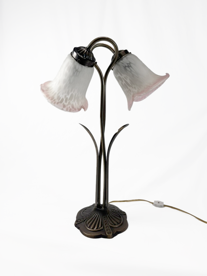Vintage Lighting - Brass Gooseneck Lamp - Double Headed Lily Pad - Made In Taiwan