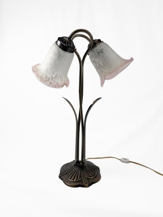 Vintage Lighting - Brass Gooseneck Lamp - Double Headed Lily Pad - Made In Taiwan