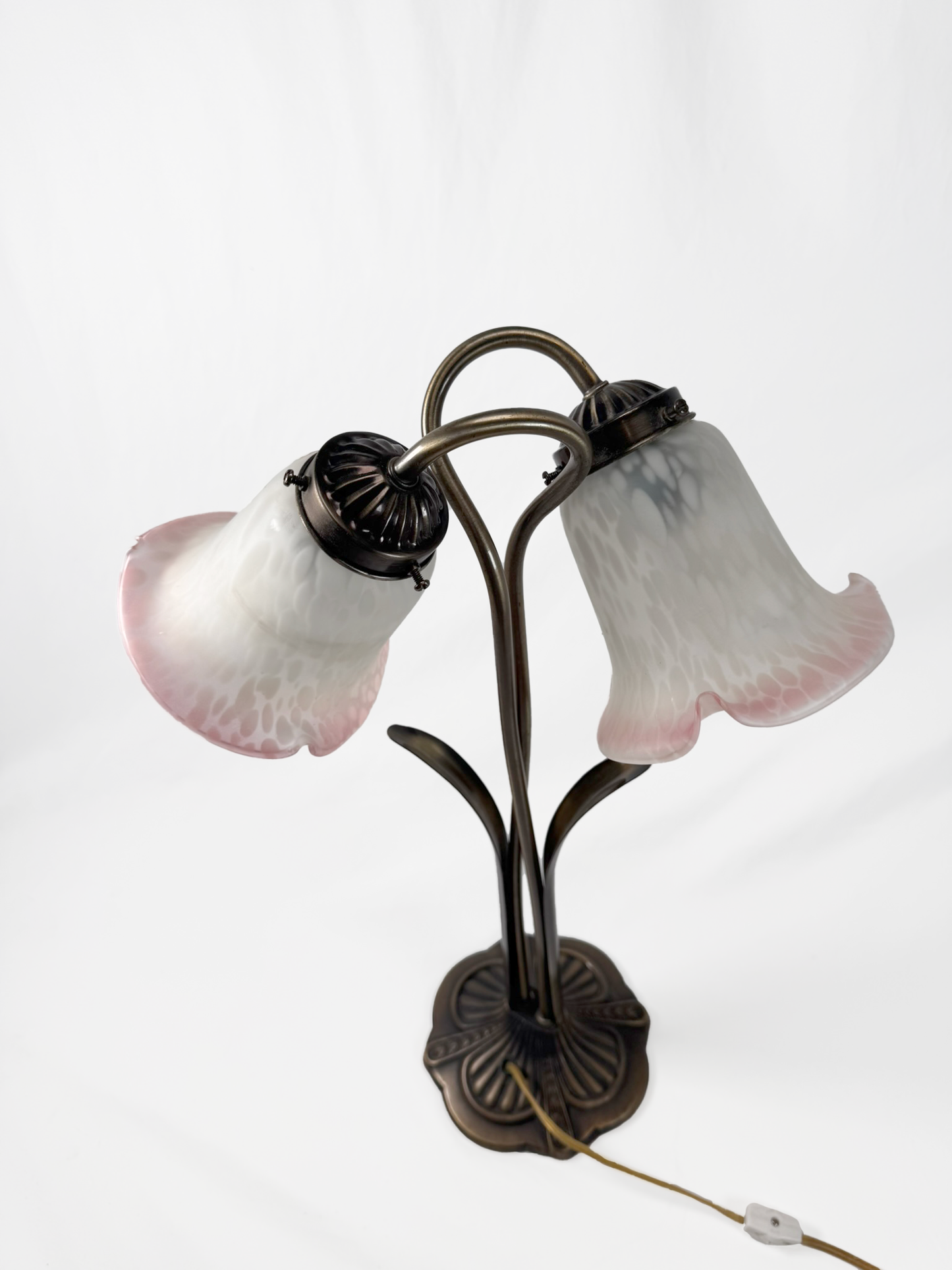 Vintage Lighting - Brass Gooseneck Lamp - Double Headed Lily Pad - Made In Taiwan
