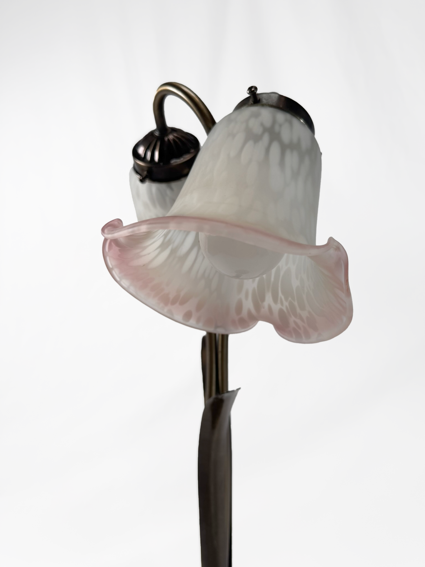 Vintage Lighting - Brass Gooseneck Lamp - Double Headed Lily Pad - Made In Taiwan