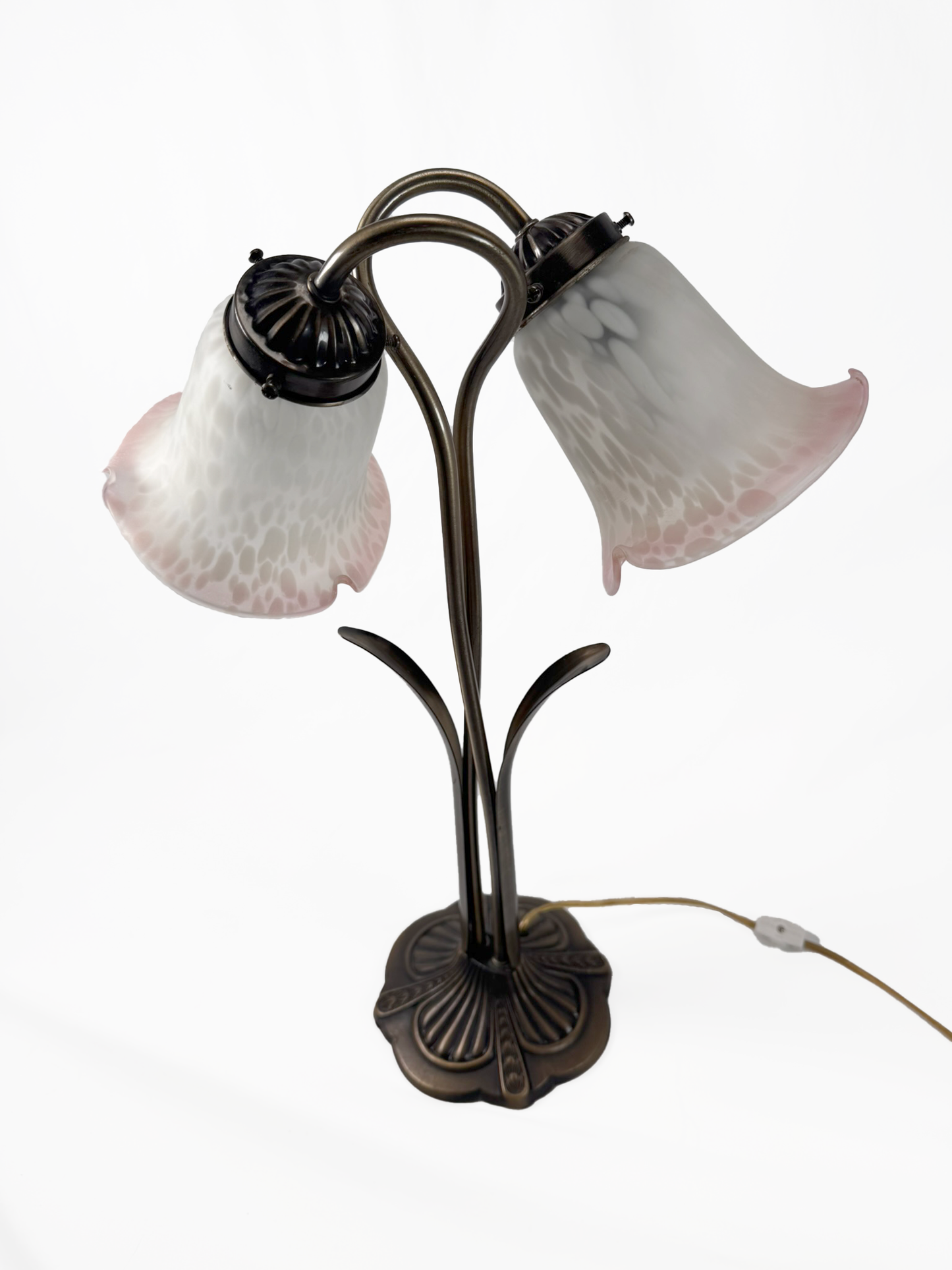 Vintage Lighting - Brass Gooseneck Lamp - Double Headed Lily Pad - Made In Taiwan