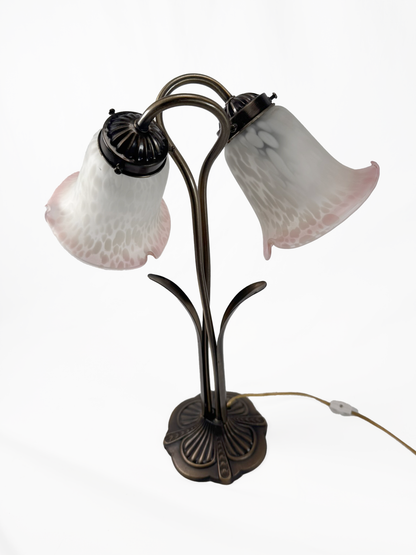 Vintage Lighting - Brass Gooseneck Lamp - Double Headed Lily Pad - Made In Taiwan