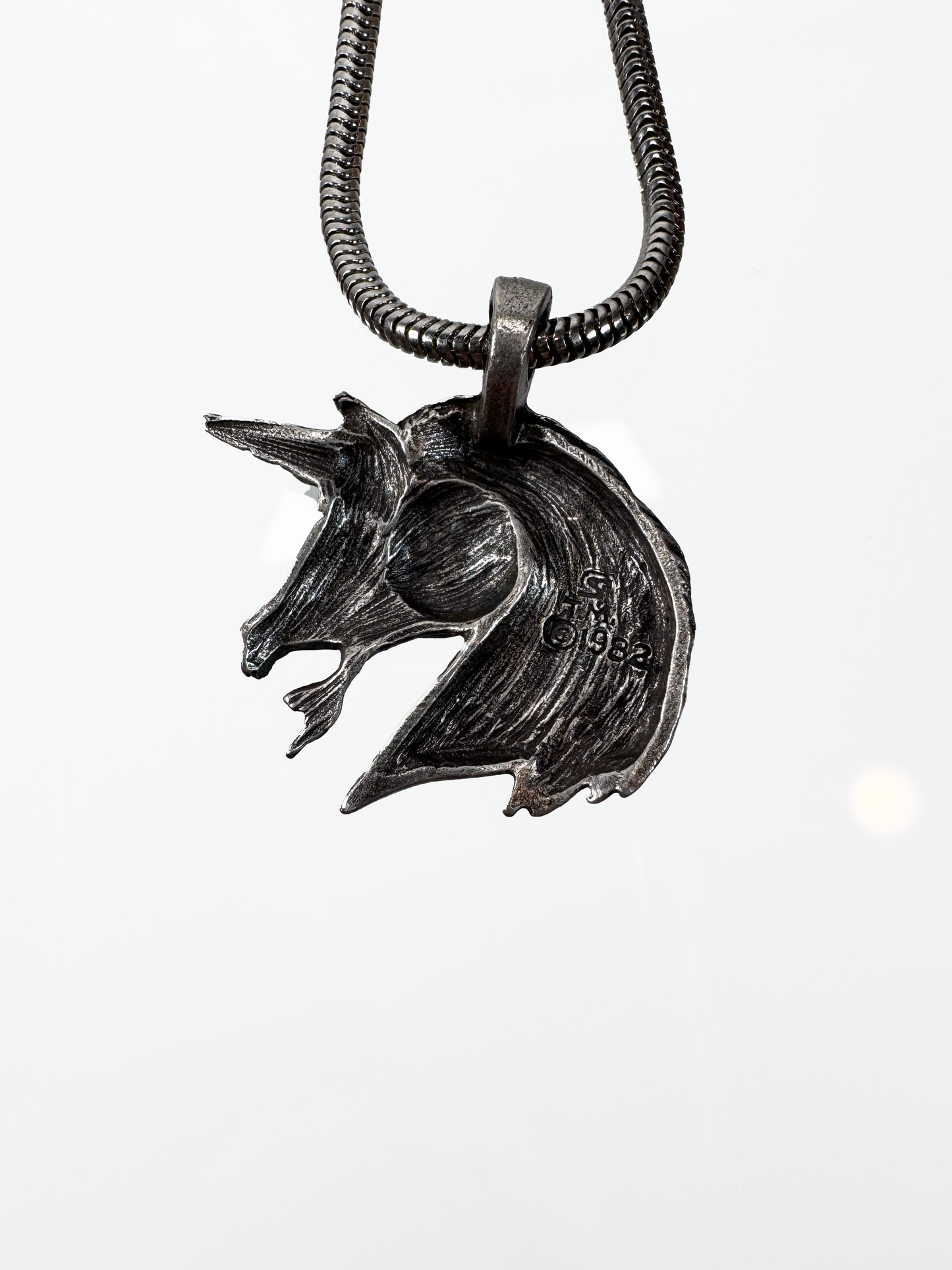 Vintage Necklace - Unicorn Pendant - 18" Snake Chain