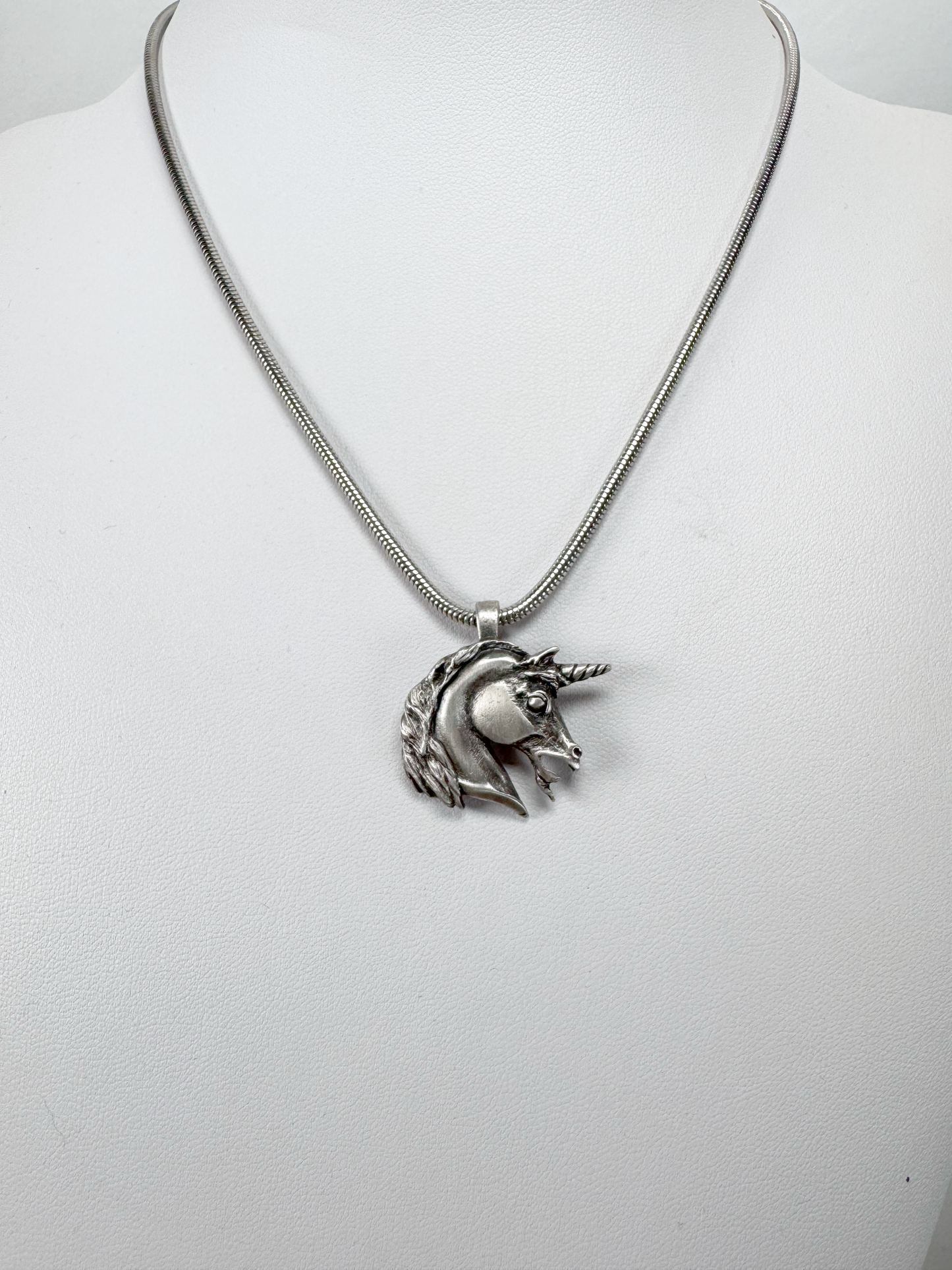 Vintage Necklace - Unicorn Pendant - 18" Snake Chain