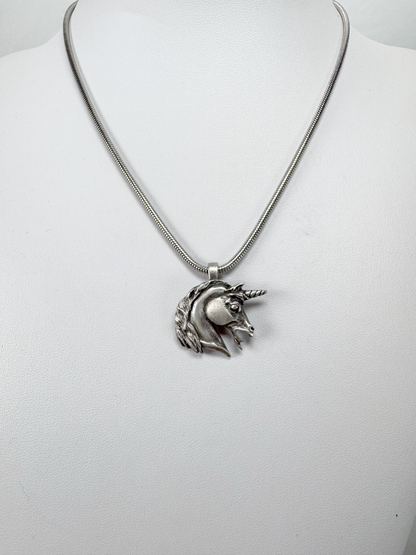 Vintage Necklace - Unicorn Pendant - 18" Snake Chain