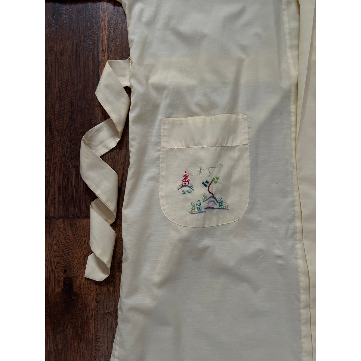 Vintage Jodie Arden Kimono Robe – Pale Yellow Embroidered Asian Garden Motif