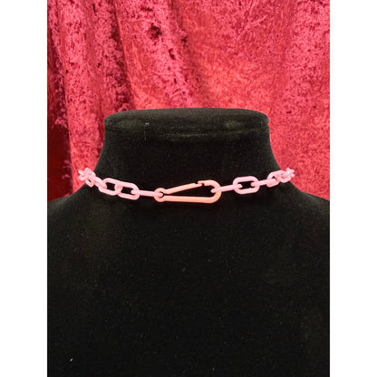 Vintage 1980s Plastic Chain Charm Necklace 12 Bell Googly Eyes Charm Pink Purple