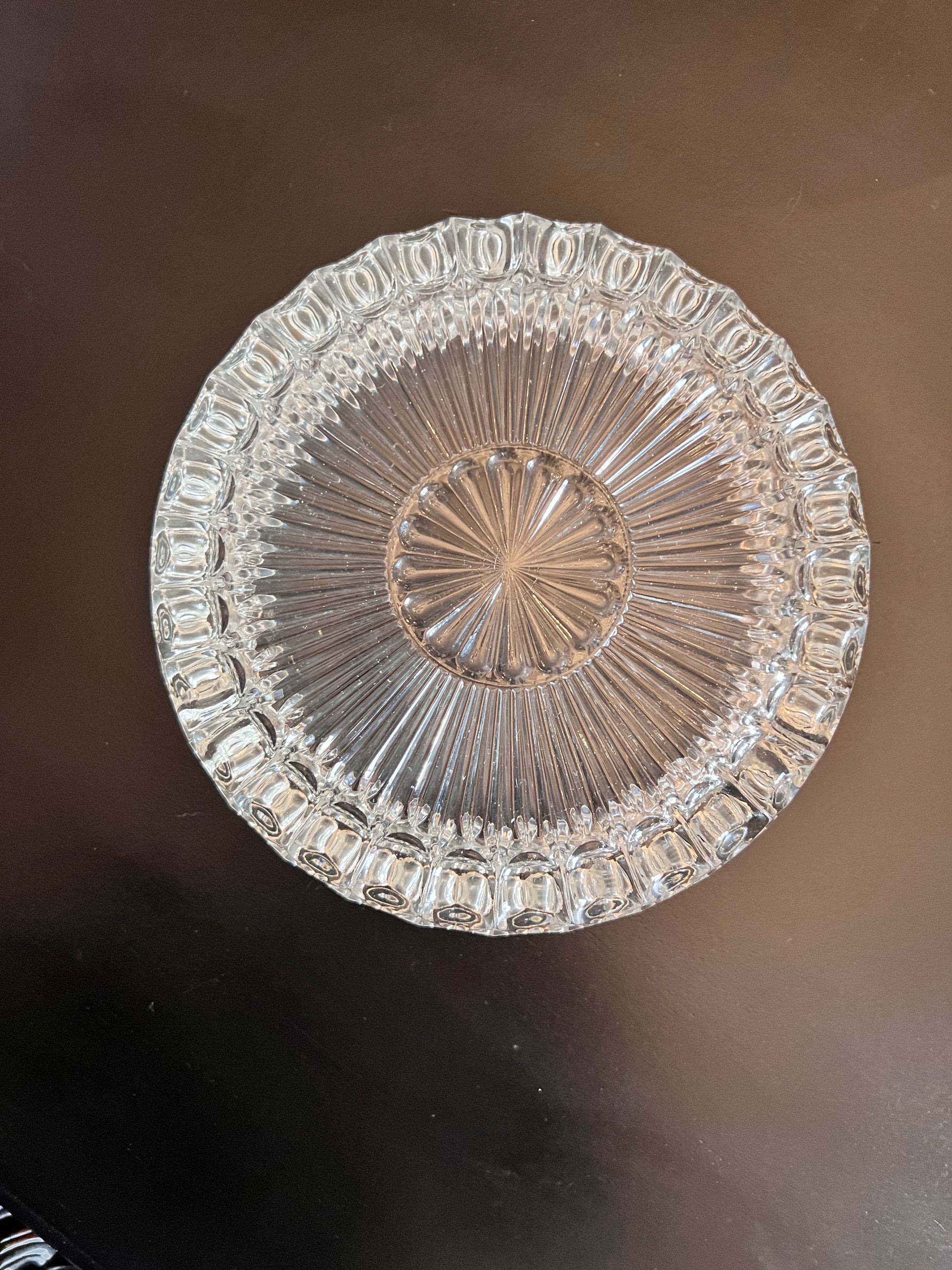 Heavy Crystal Cut Glass Ashtray Large The Cat Vintage