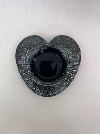 MCM Hull Pottery Heart Shaped Ashtray - Black & White - Made In USA