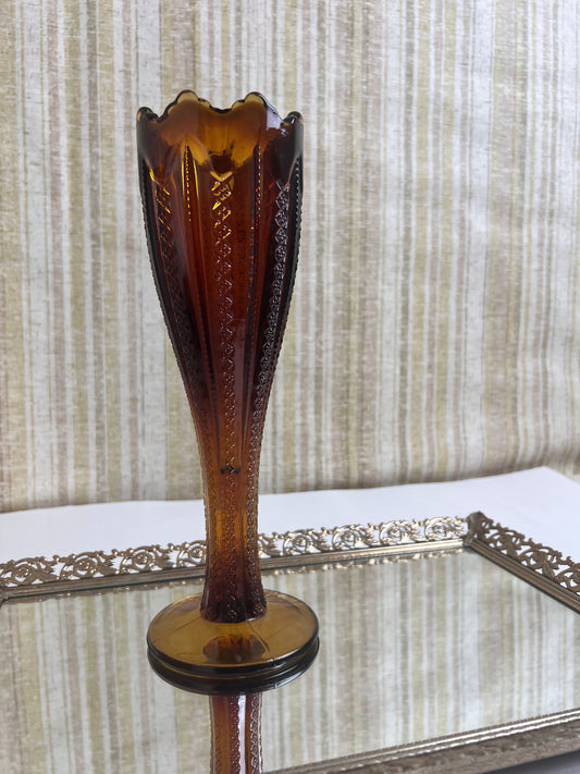 Tiara Indiana Glass Vase - Dark Honey