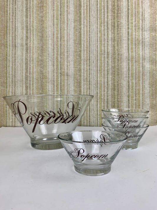 Vintage Wheaton Glass Popcorn Serving Bowls - Set of 5