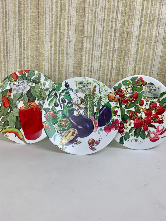 Fruit & Veggies Hot Plate Trivets - Set of 3